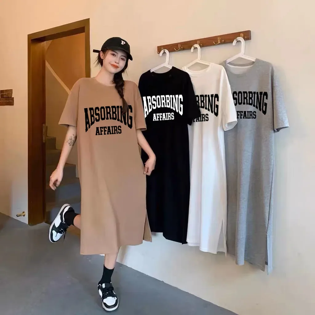 Robe d'été ample et décontractée à manches courtes pour femmes, mode coréenne, grande taille