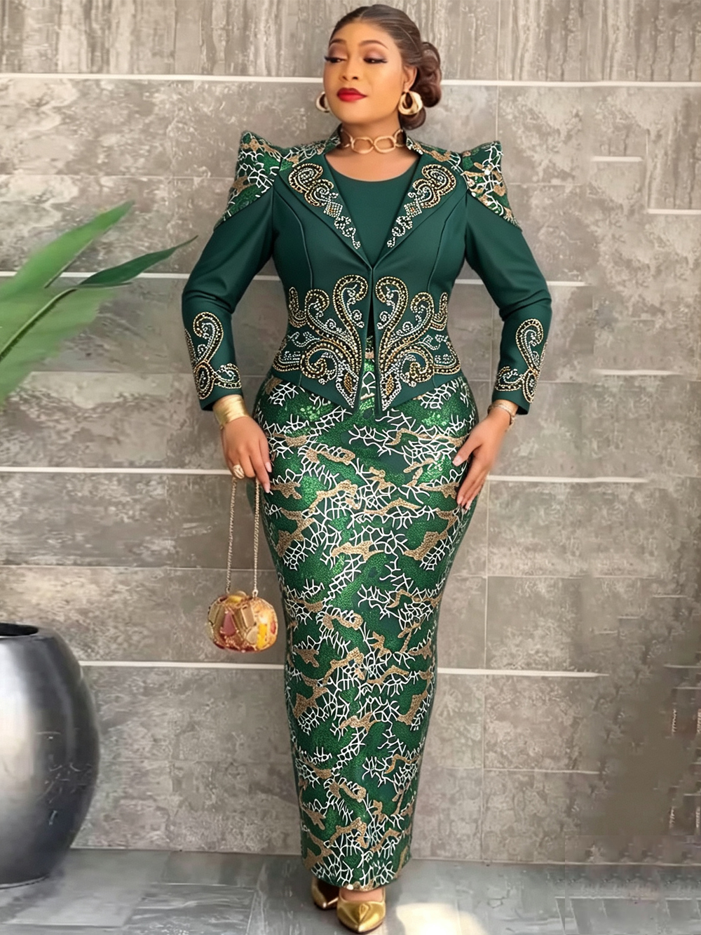 Robes de soirée de mariage de luxe pour femmes, manteau à manches longues et gilet à paillettes, vêtements africains turcs, ensemble 2 pièces, tenue Dashiki
