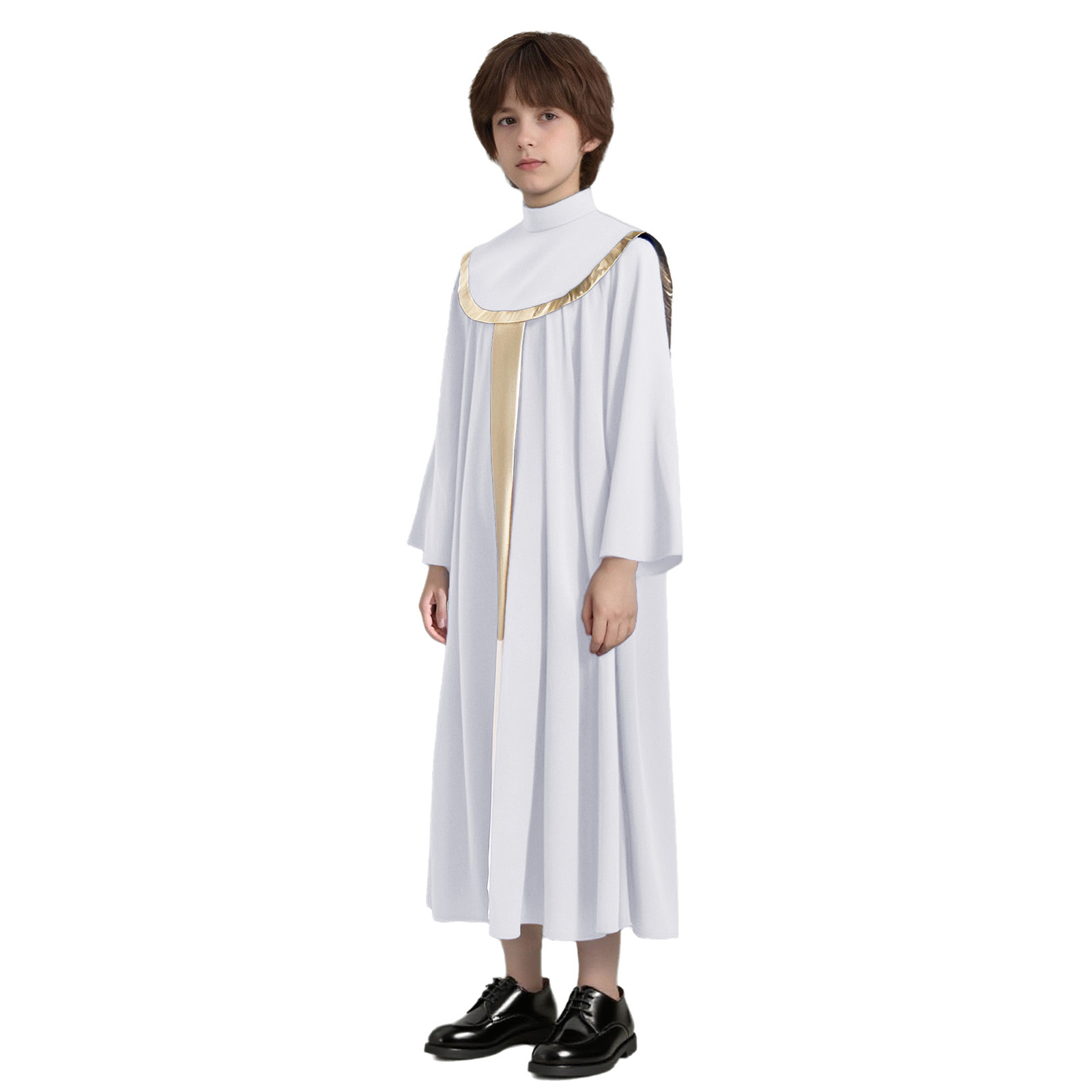 Robe métallique à manches longues pour enfants, tenue de coro, louange, danse, pasteur, pour événements d'église, Halloween, pasteur, prêtre, fête Cosplay