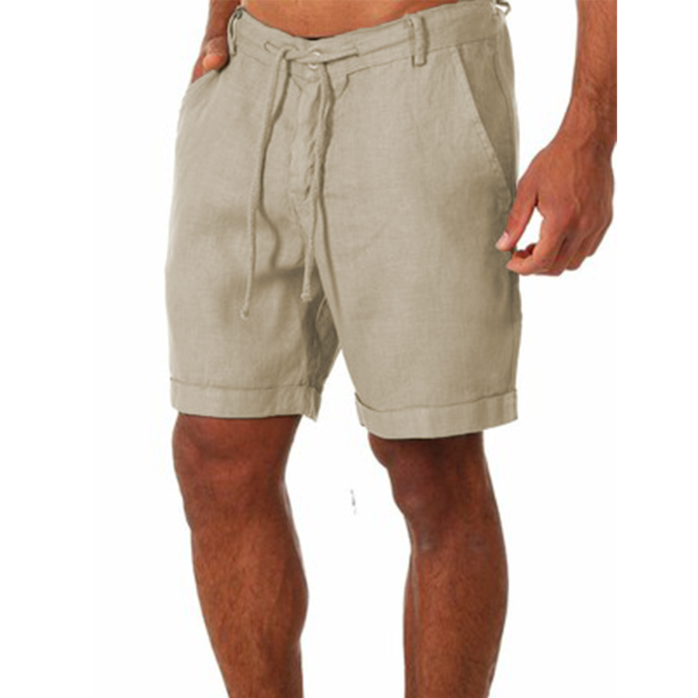 KB nouveaux hommes coton lin shorts pantalons mâle été respirant couleur unie lin pantalon Fitness Streetwear S-4XL