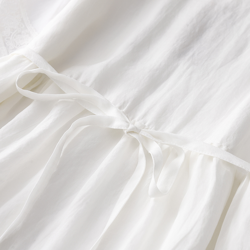 Robes longues blanches brodées vintage d'été pour femme 2026, robe décontractée respirante de couleur unie, vêtement élégant pour femme.