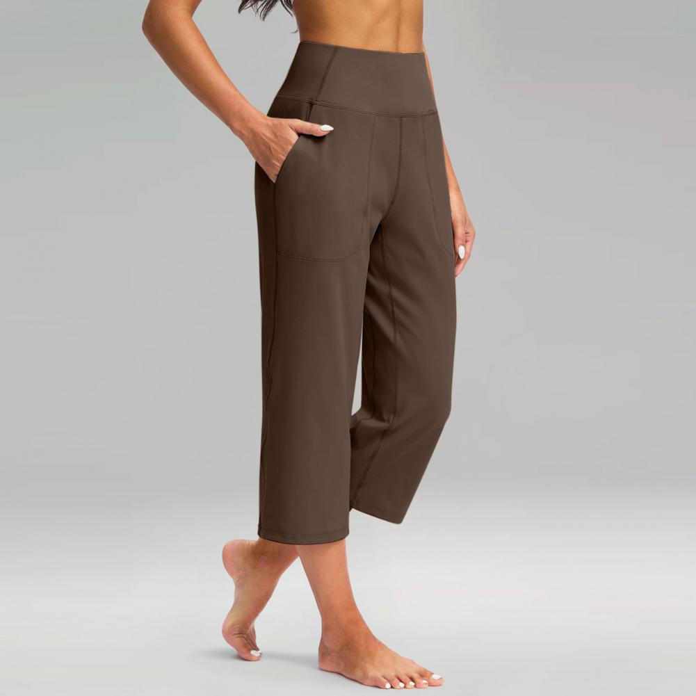 Femmes élastique taille haute 3/4 pantalon décontracté coupe active large Capris jambe pantalon pantalon avec poches pantalon pour femmes pantalons pour femmes