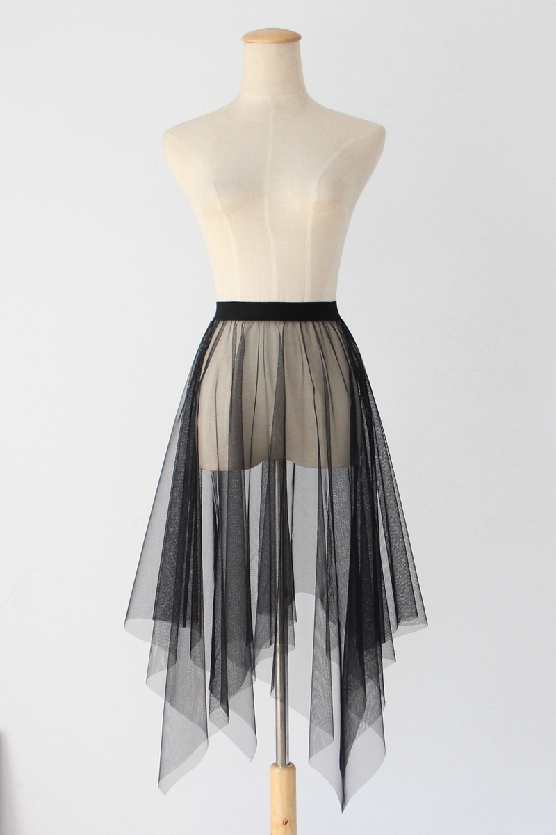 Jupe longue noire blanche en Tulle et dentelle pour femmes, jupon en maille, sous-jupe coréenne irrégulière de couverture, jupe Tutu pour filles, été