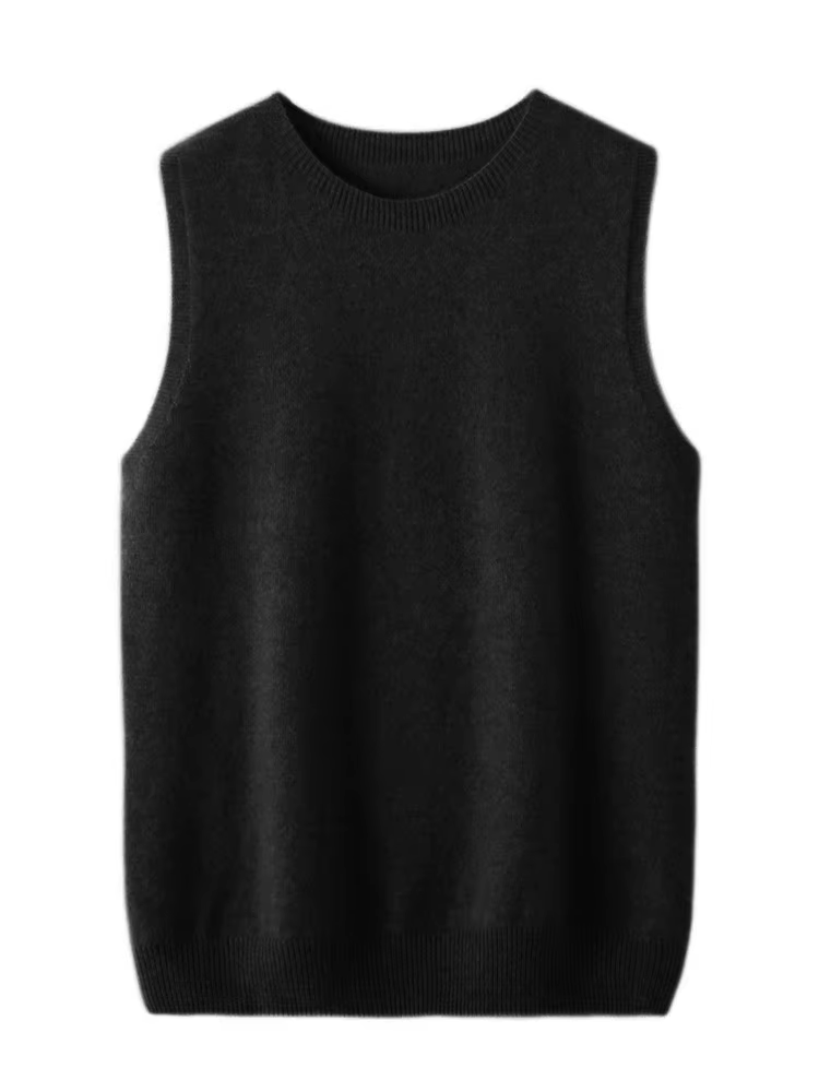 Pull sans manches pour femme, nouvelle mode printemps automne, col rond, 100% laine mérinos, tricoté, décontracté, coupe ajustée