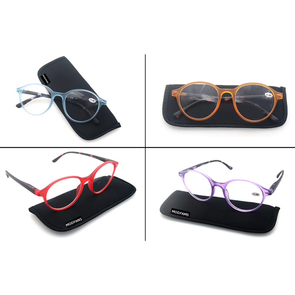 Lunettes de lecture rondes pour femmes, charnière à ressort, lecteurs presbytes légers, monture classique multicolore (rouge/bleu/violet/Orange)