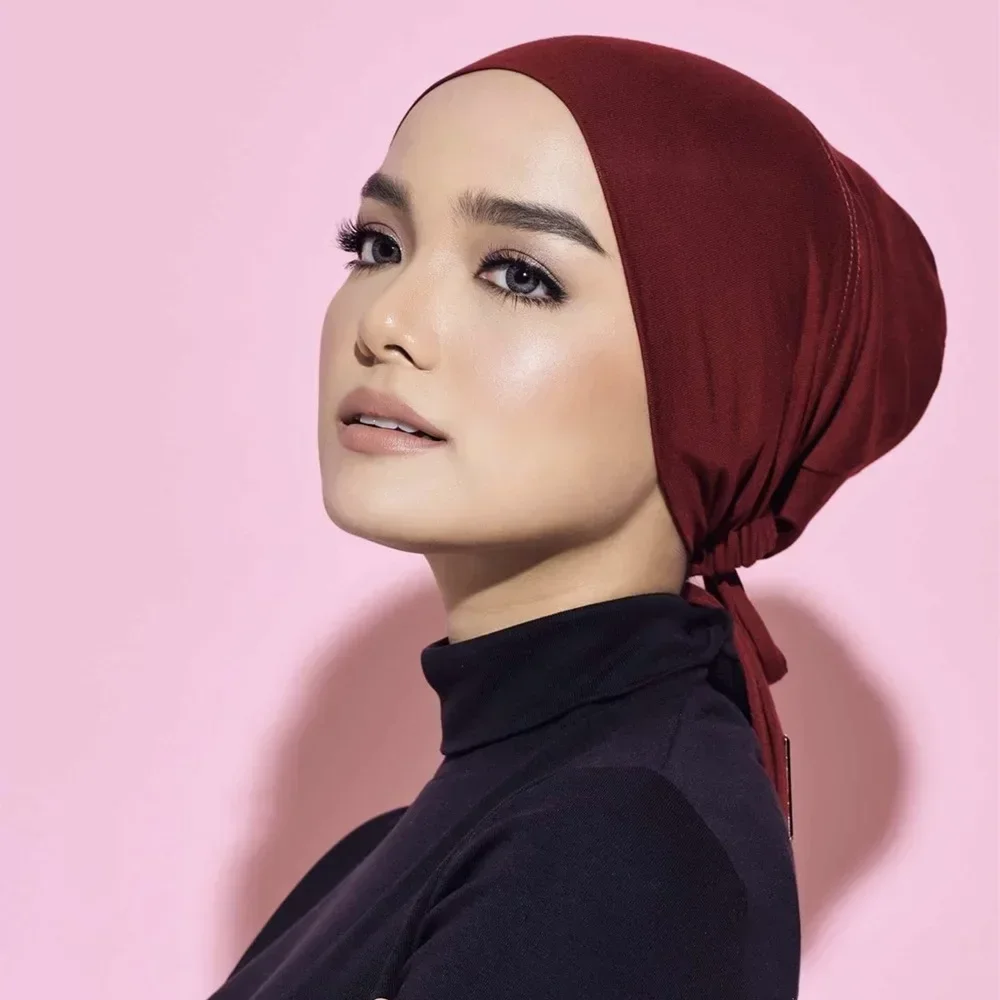 Jersey doux Modal musulman Turban chapeau intérieur Hijab casquettes islamique sous-écharpe Bonnet inde chapeau femme bandeau Turbante Mujer