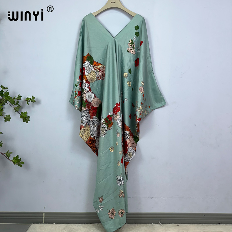 WINYI robe longueur: 130 cm mode turquie robes bohême imprimé Dashiki femmes longue caftan été couleur robes africaines pour femme