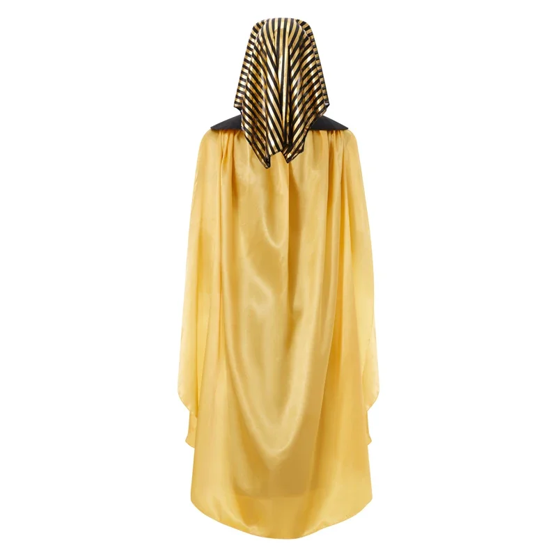 Ensemble de costumes égyptiens pour hommes, 7 pièces, garniture dorée, débardeur, jupe, manches de bras, couvre-chef, collier, tenues de fête Cosplay