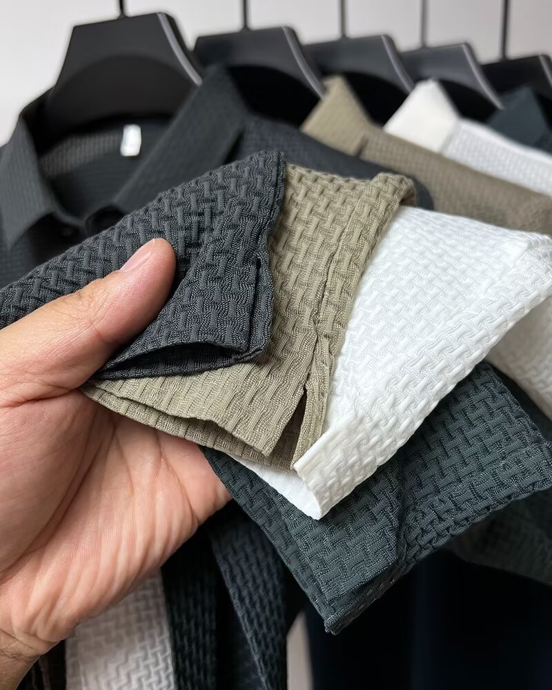 Polo en soie glacée XL-5XL pour homme, T-shirt d'été à manches courtes, col revers, décontracté, respirant, haut simple