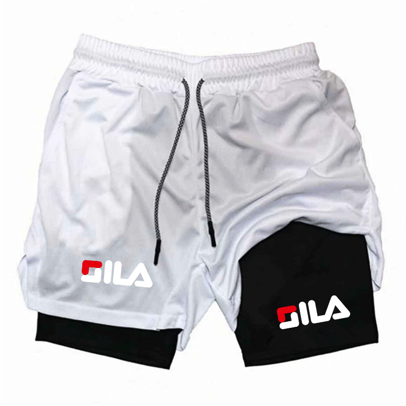 Shorts de sport pour hommes - Double couche à séchage rapide pour l'entraînement, évacuation de l'humidité et respirabilité, absorption de l'humidité double couche