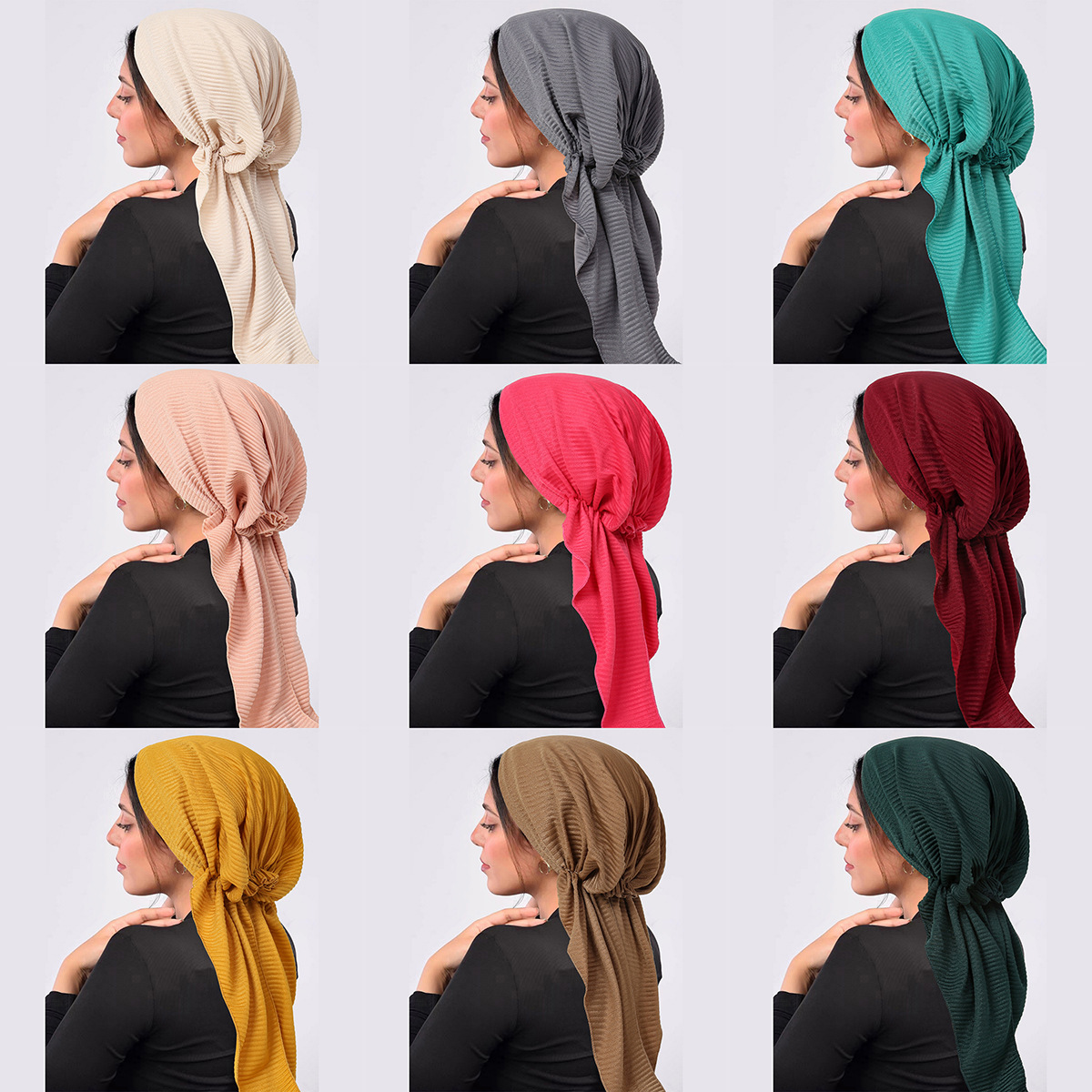 Ramadan froissé musulman Hijab casquettes envelopper tête doux élastique longue queue Turban Bonnet mode couleur unie coiffure portable