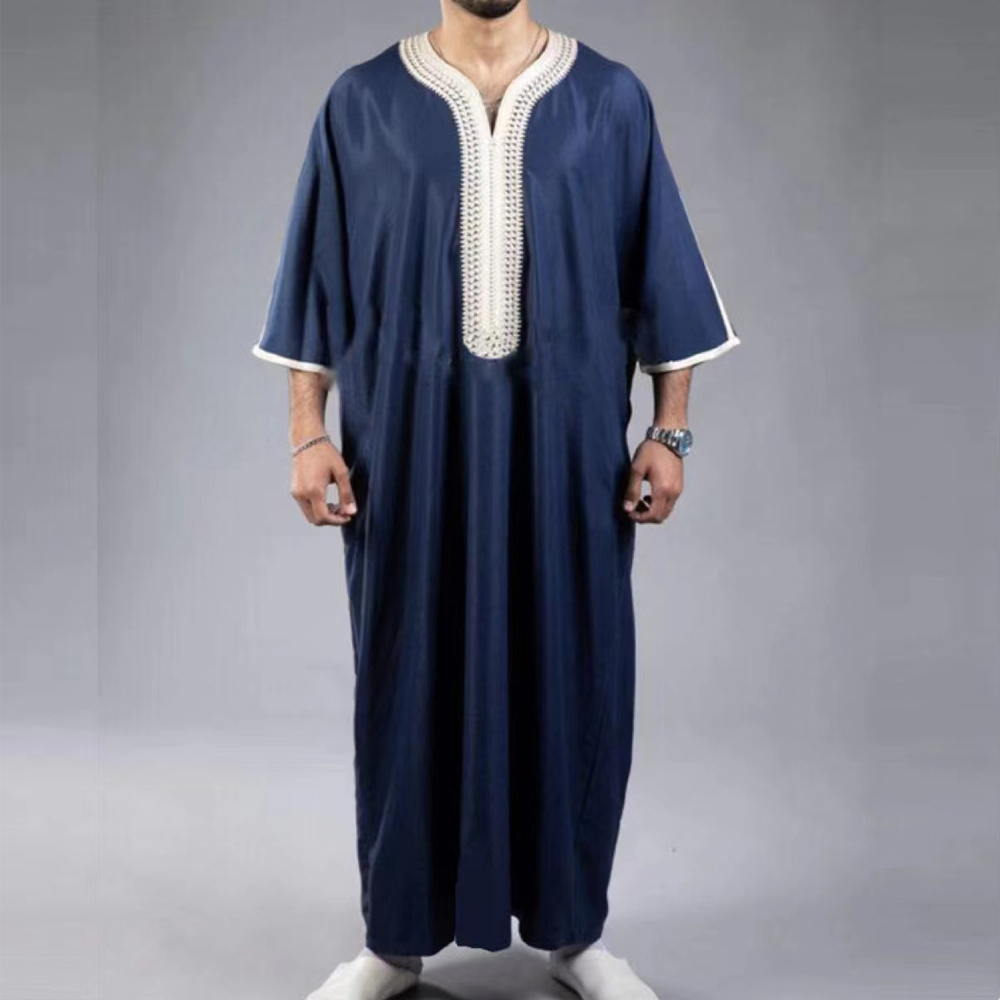 Boubou Jalabiyas Jubbah brodé traditionnel pour hommes, Thobe musulman, Thobes marocains, vêtements islamiques, Robe Abaya du Ramadan, 2024