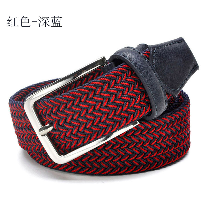 Ceinture en toile tissée à la main pour hommes et femmes, 2020 tissée à la main, ceinture élastique pour jeans, bleu et blanc, design de mode, 100-135cm