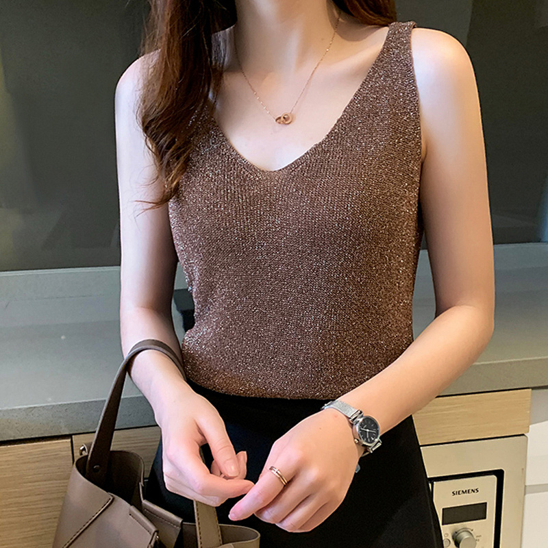 Débardeur en soie brillante pour femme, vêtement d'été, élastique, blanc, tendance, mode coréenne, élégant