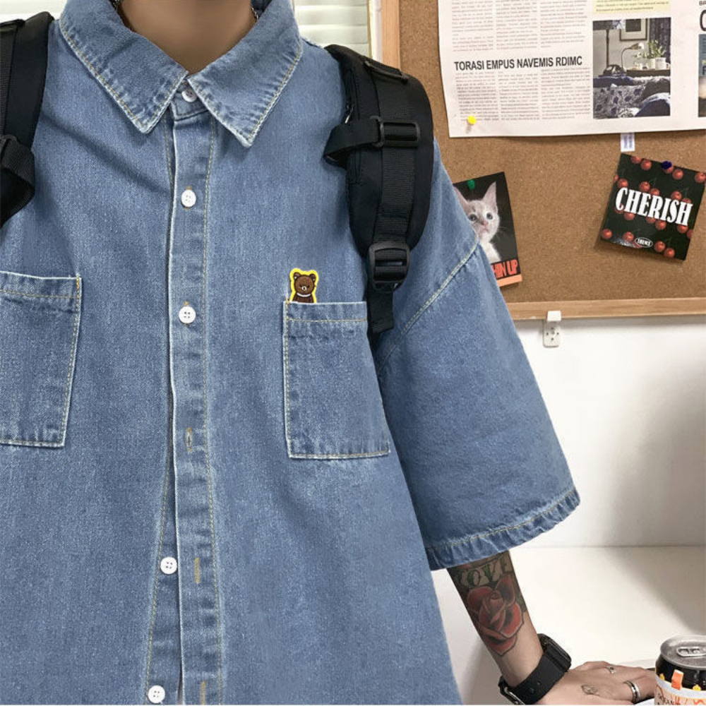 2025 chemises hommes vêtements mode à manches courtes été Style coréen ample tout-match Cargo beau Homme solide hauts Harajuku