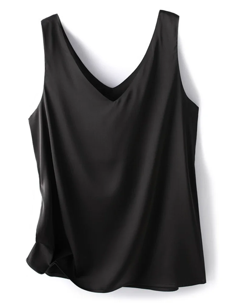 Élégante Blouse Décontractée en Soie Satinée Sans Manches pour Femme – Collection Été 2026 – Haut Vert Ample Tendance – Débardeur Vert Féminin