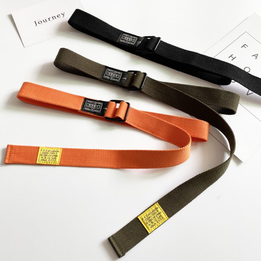 Ceinture en toile tendance pour pantalon cargo, ceinture unisexe en jean style hip-hop avec boucle à double anneau, ceinture à longueur extensible