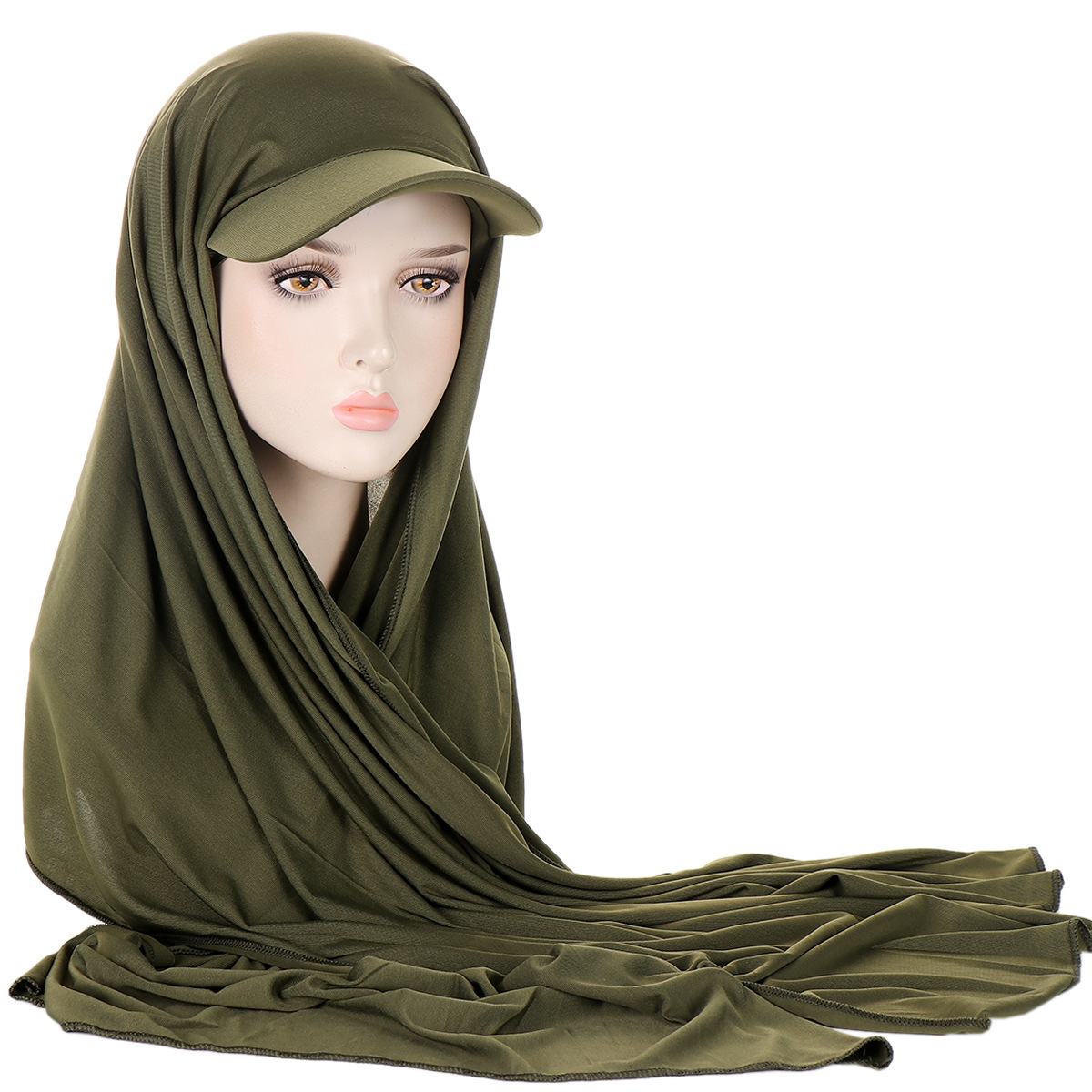 Nouveau Hijab Sportif Instantané en Jersey Tendance 2026 pour Femmes Musulmanes avec Casquette de Baseball Intégrée – Prêt-à-porter pour l'Été