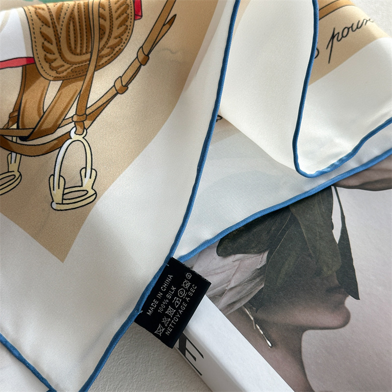 Écharpe 100% Soie 90CM, Foulards de Luxe de Créateur, Bandanas à Bords Roulés, Châles de Printemps, Accessoires Cheveux et Cou 35"