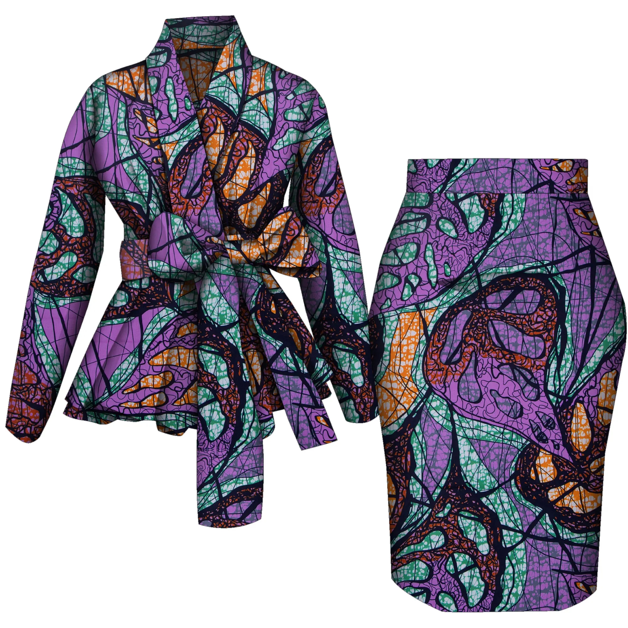 Ensemble haut et jupe à manches longues pour femmes africaines, olympiques College Ankara, vêtements de fête personnalisés, coton, Wy10871