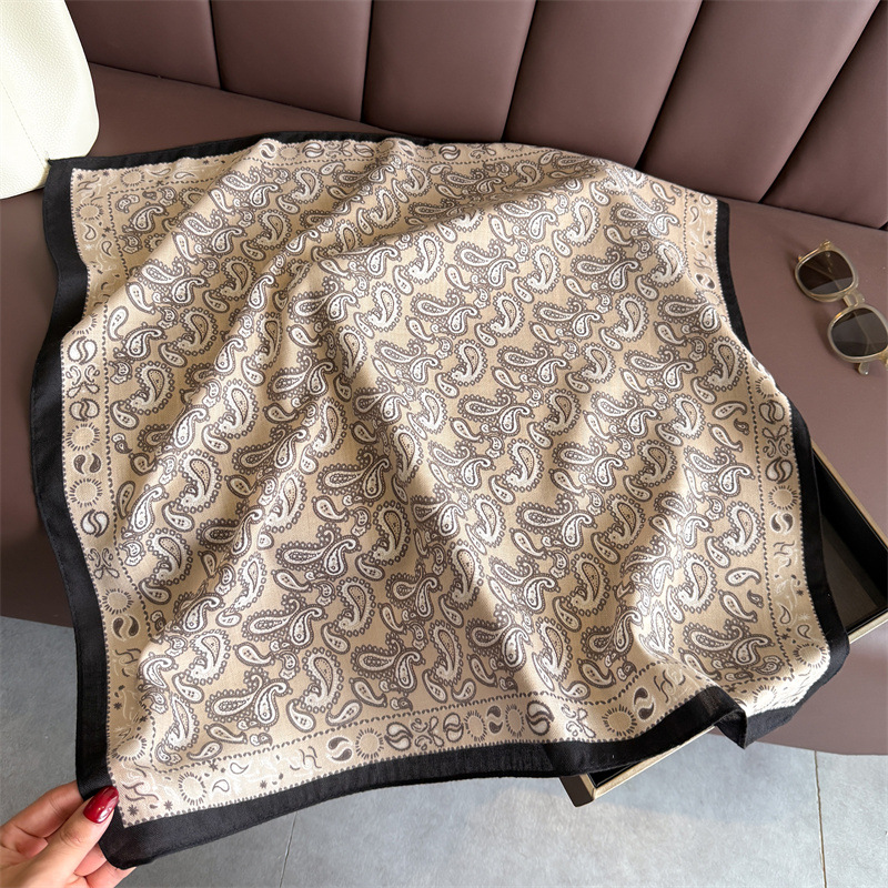 Écharpe de cou en coton et lin imprimé noix de cajou pour femmes, Foulard carré pour cheveux, bandeau, châles, enveloppes, Foulard Bandana