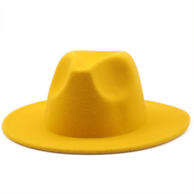 QBHAT automne hiver femmes scène feutre chapeau haut-de-forme Fedoras grand bord chapeaux pour femmes dame Vintage église chapeau Panama vert Jazz casquette шапк