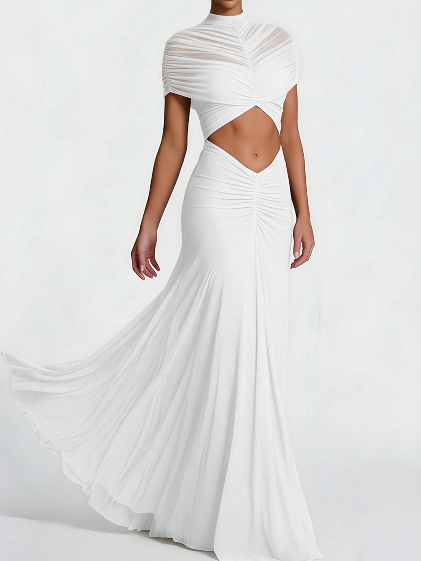 Robe longue moulante pour femme, mode féminine, robe d'été en maille transparente, robe élégante blanche pour cocktail, soirée, fête, sexy