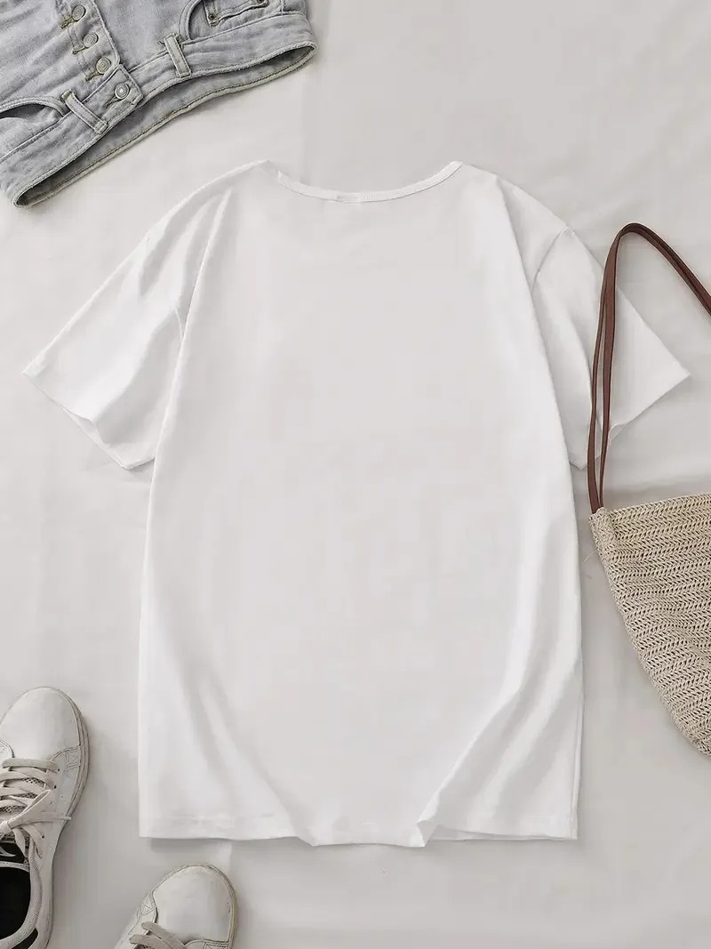 T-shirt imprimé « Dieu est en elle, elle ne tombera pas » Psaume 46:5, design avant et arrière, haut décontracté chrétien Coquette Faith Tee ﻿