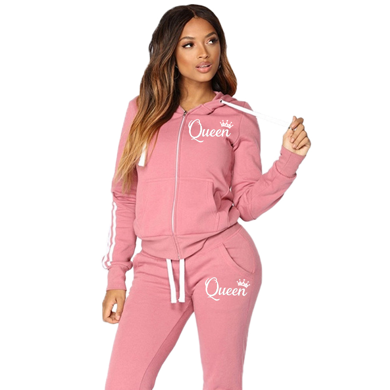 Mode décontracté survêtements pour femmes deux pièces ensemble survêtement Jogging costume fermeture éclair longs sweats à capuche course vêtements de sport haute rue pantalon