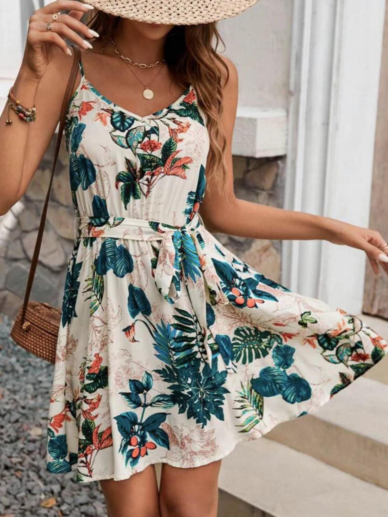 Robe ceinturée de style bohème pour femme, idéale pour les vacances et les activités de plein air, confortable et élégante.