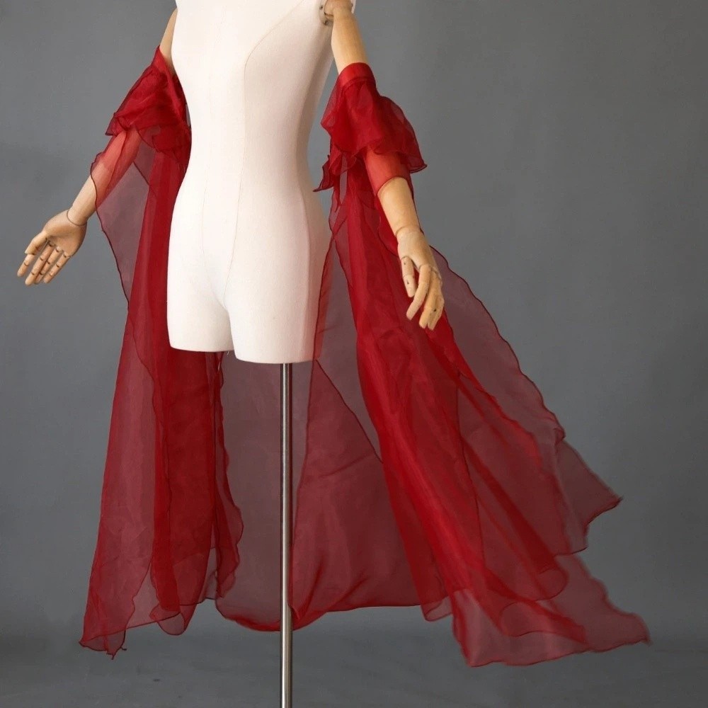Manches de danse Hanfu chinoises classiques en organza fluide avec lacets, châle de fée en dentelle, accessoire de danse ethnique