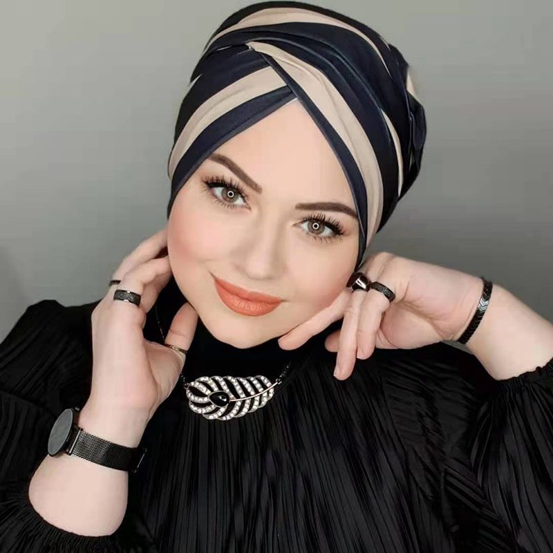 Mode musulmane perle noir Modal Hijab sous-capuchon Abaya Hijabs pour femme Abayas Jersey foulard robe femmes Turbans Turban casquette