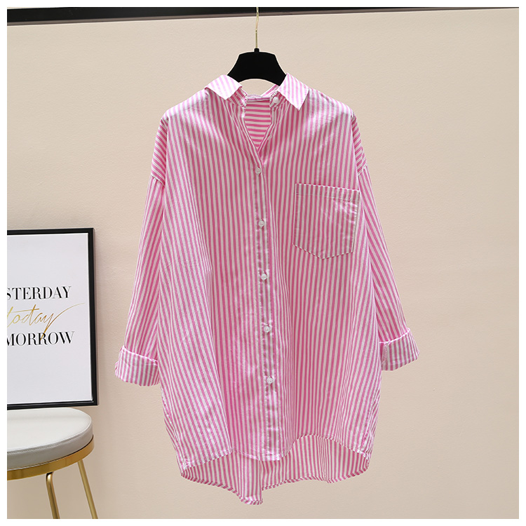 Chemise rayée femmes chemises été automne mode femme bureau dame chemisier ample à manches longues Protection solaire hauts chemises décontractées