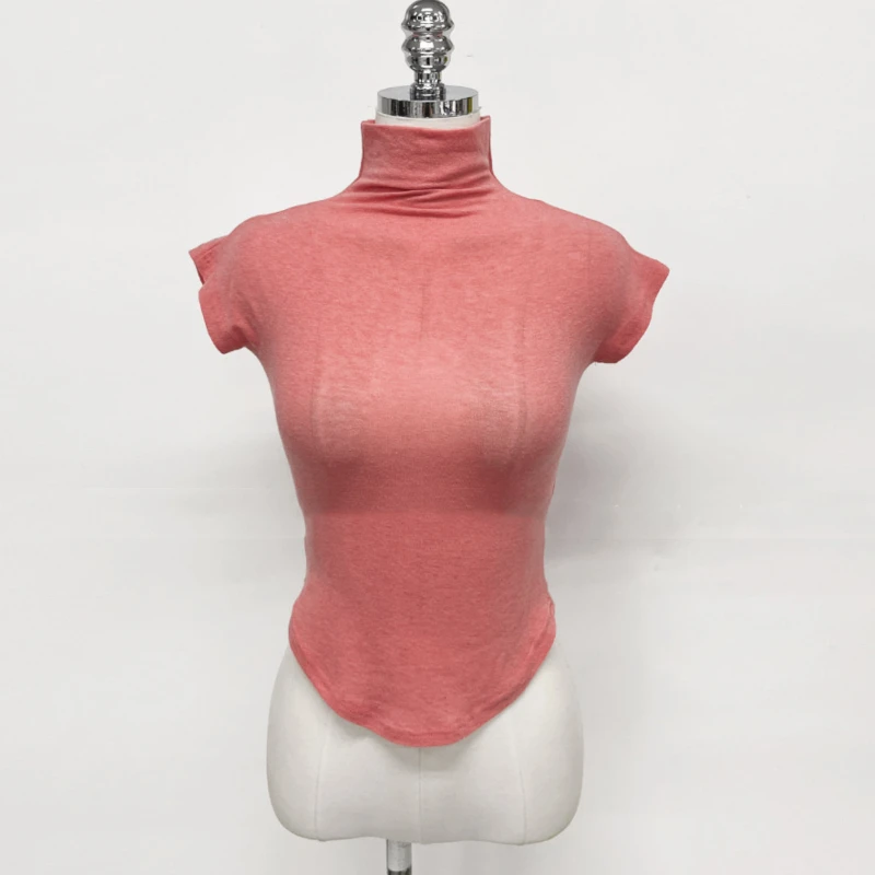 T-Shirt femmes basique décontracté été T-Shirt col rond Femme vêtements Sexy poitrine basse voir à travers doux mince hauts T-Shirt Femme 2026