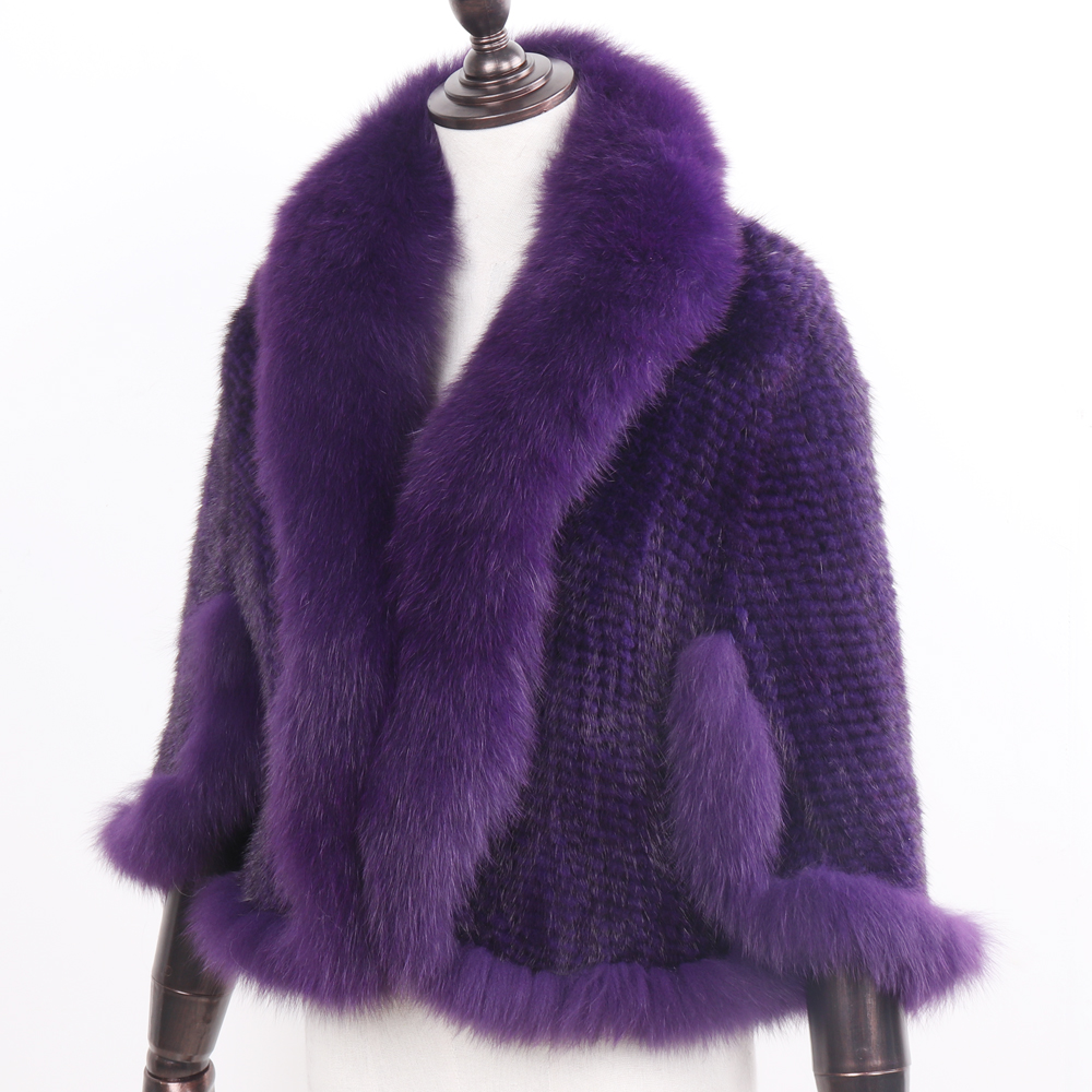 Nouveau Poncho en vraie fourrure de vison tricoté 100% naturel véritable fourrure de vison châle col en fourrure de renard naturel Pashmina automne hiver écharpes en fourrure de vison