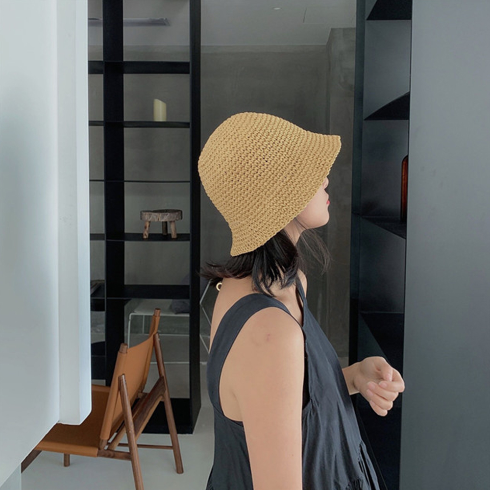 Chapeau d'été pour femme, chapeau de pêcheur à la mode, chapeau de soleil tissé à la main, chapeau de plage en paille