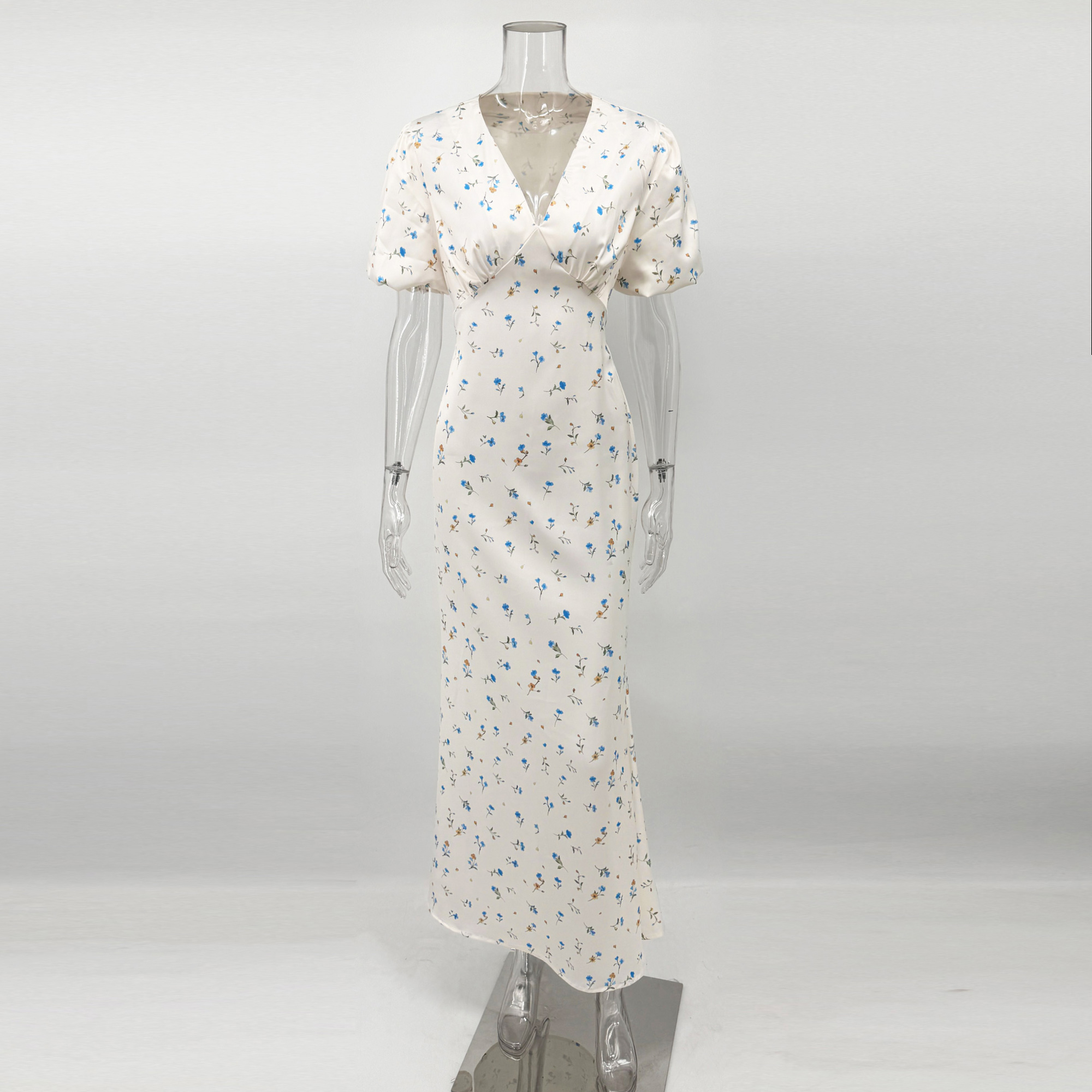 Robe en satin imprimé Tuularose, robe élégante à taille haute contrastée pour femmes, nouvelle robe de soirée décontractée luxueuse pour femmes
