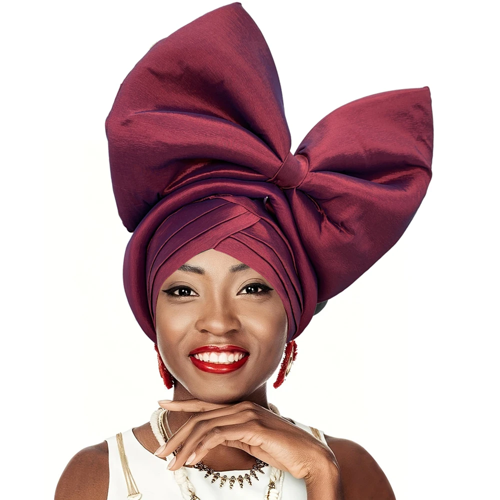 Casque exagéré africain Auto Gele couvre-chef Nigeria fête chapeaux chapeau dame bandeau grand nœud papillon Turban casquette pour les femmes