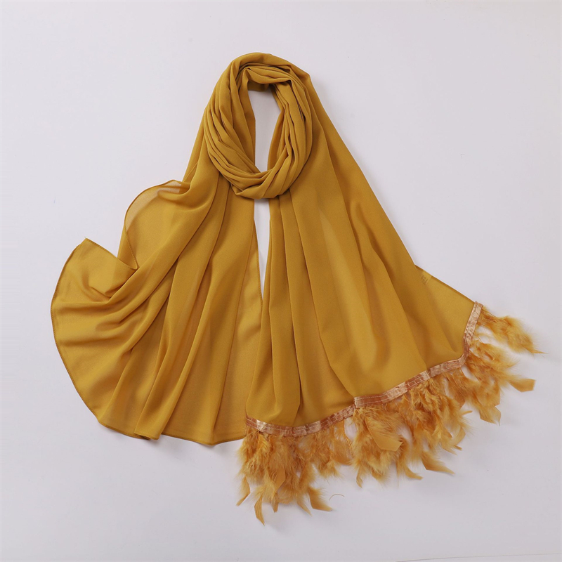 17 couleurs 70*175 cm nouvelle écharpe en mousseline de soie de couleur unie femmes musulmanes ventiler Hijab Wrap Ramadan Islam plume gland châle dame
