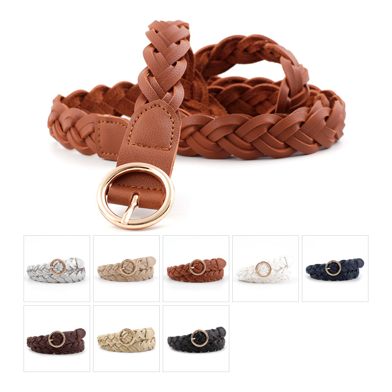 Ceinture pour femmes nouvelle mode polyvalente tressé Simple décoratif boucle ronde ceinture pour les femmes