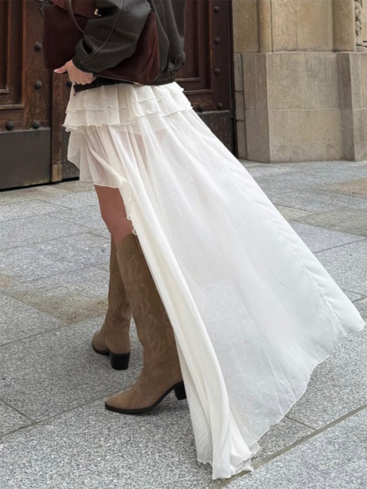 Tossy décontracté jupe irrégulière pour les femmes solide taille haute plis amples transparent mode Y2k jupes tenue femme 2025 jupes