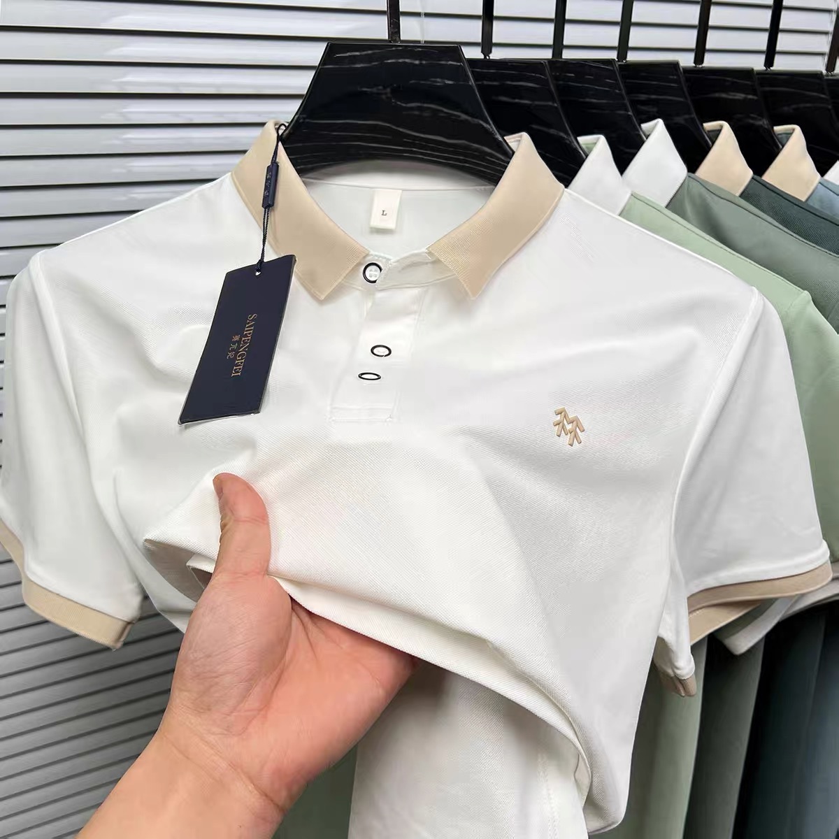 Premium mercerisé coton manches courtes polo shirt hommes tendance été marque de luxe en relief Design coréen décontracté revers respirant t t - shirt