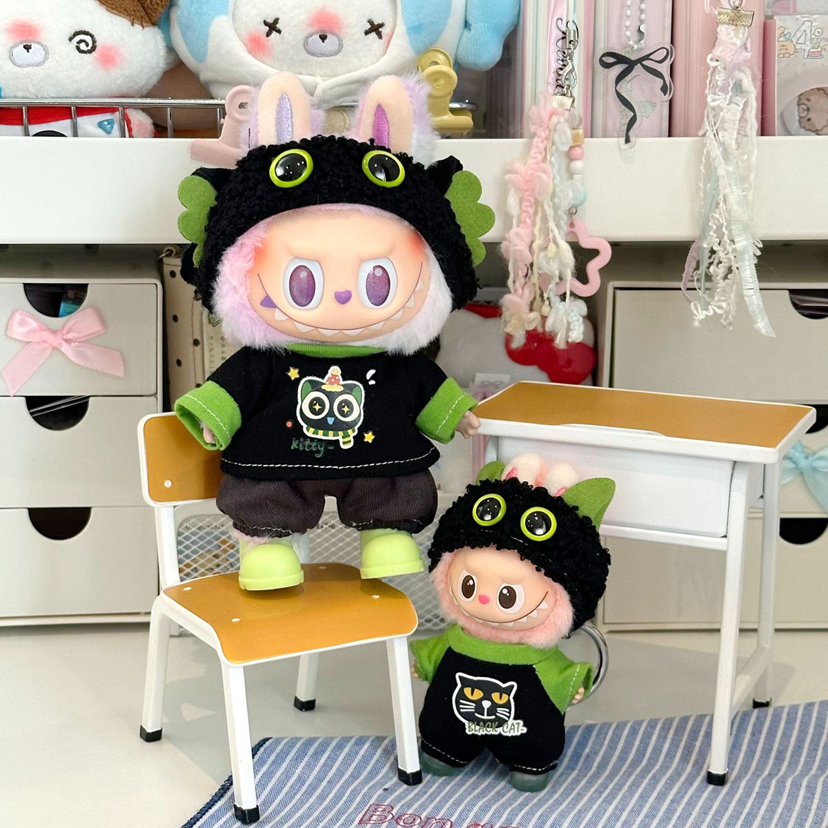 [Pas de poupée] vêtements de poupée en peluche Luo Xiaohei ensemble Parent enfant pour vêtements de poupée Labubu bricolage vêtement costume accessoires