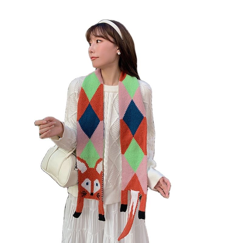 Nouveau automne hiver enfants dessin animé renard tricoté écharpe bébé garçons filles chaud femmes châle enfants femme tricoté Animal femmes écharpe
