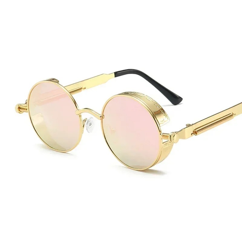 Lunettes de soleil gothiques steampunk unisexes, de luxe, de haute qualité, pour hommes et femmes, monture ronde en métal rétro, lunettes de soleil UV400