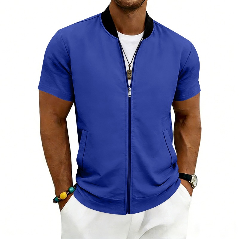 Veste de baseball zippée à col montant pour homme, style sportif et léger, collection été 2026
