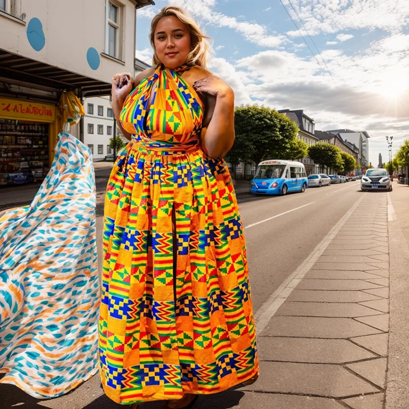 Robe Africaine Longue et Décontractée pour Femme, Tenue de Soirée, Vintage, à la Mode, Imprimée dans le Dos