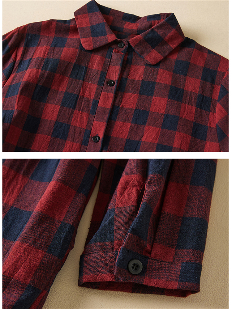 Robes vintage à carreaux en coton pour femmes, robe longue élégante décontractée, style coréen, dame de bureau, travail, vêtements de mode, printemps, automne