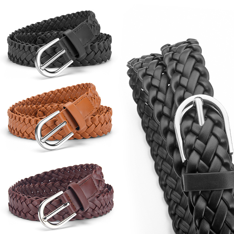 Ceinture gothique rétro en tricot Pu pour femmes, accessoires en jean polyvalents, tendance, Design Simple, boucle ardillon argentée