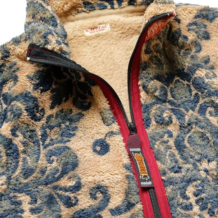 Veste chaude zippée décontractée rétro en polaire japonaise pour l'automne et l'hiver, style Tang Grass Tide